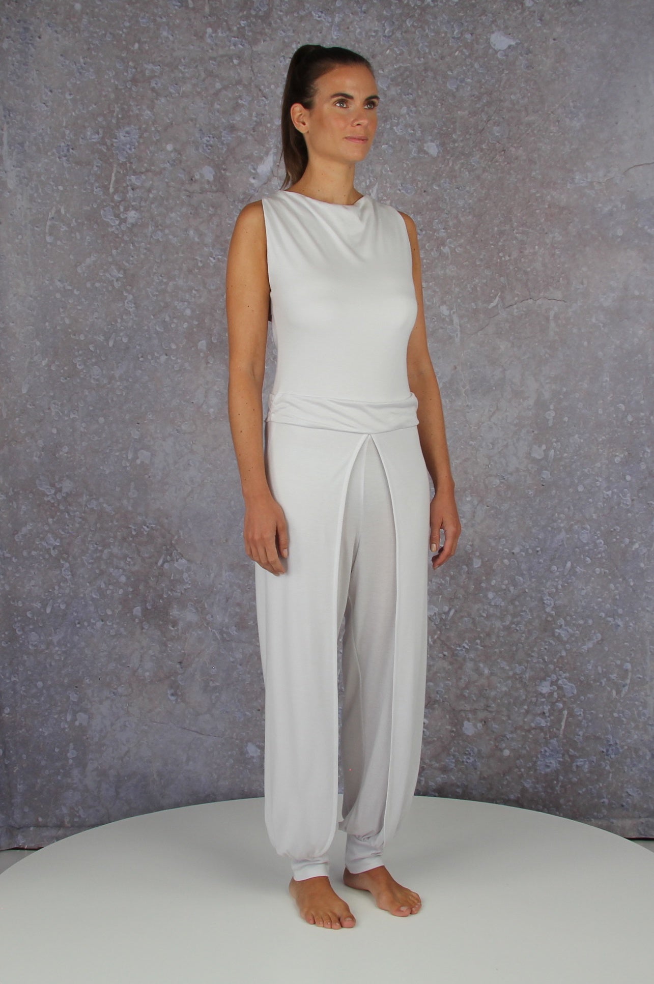 Breezy jumpsuit with waterfall collar