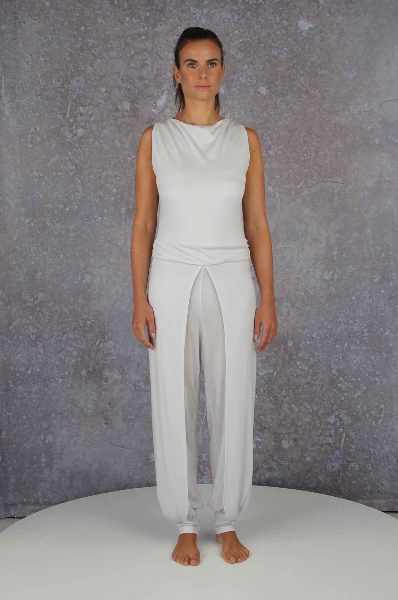 Breezy jumpsuit with waterfall collar