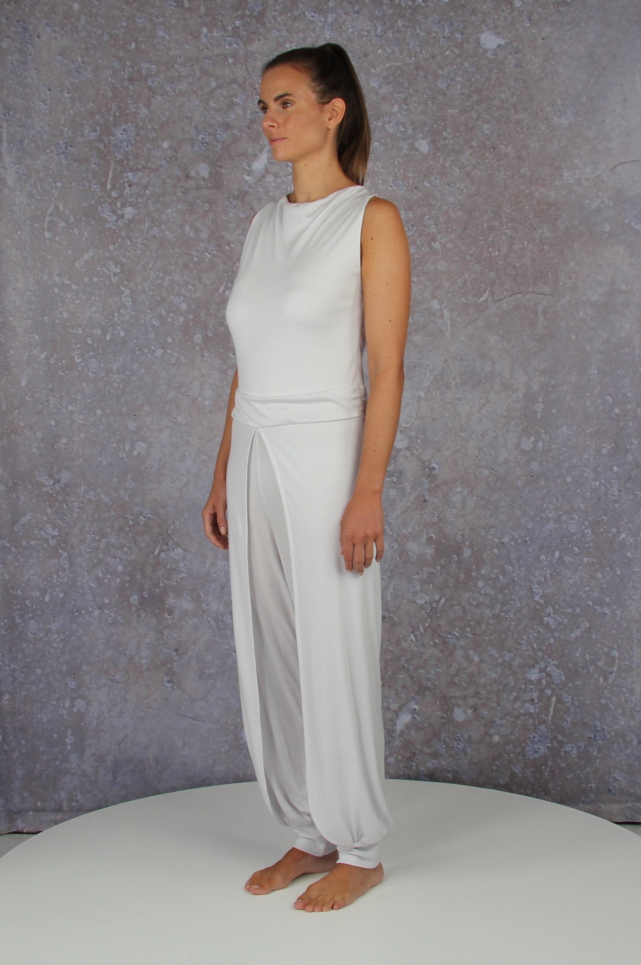 Breezy jumpsuit with waterfall collar