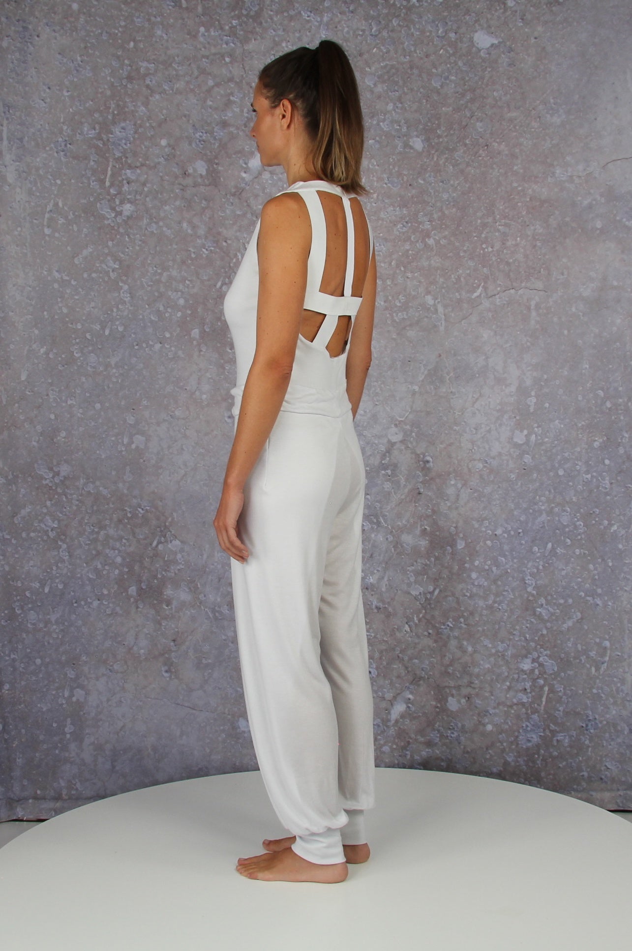 Breezy jumpsuit with waterfall collar
