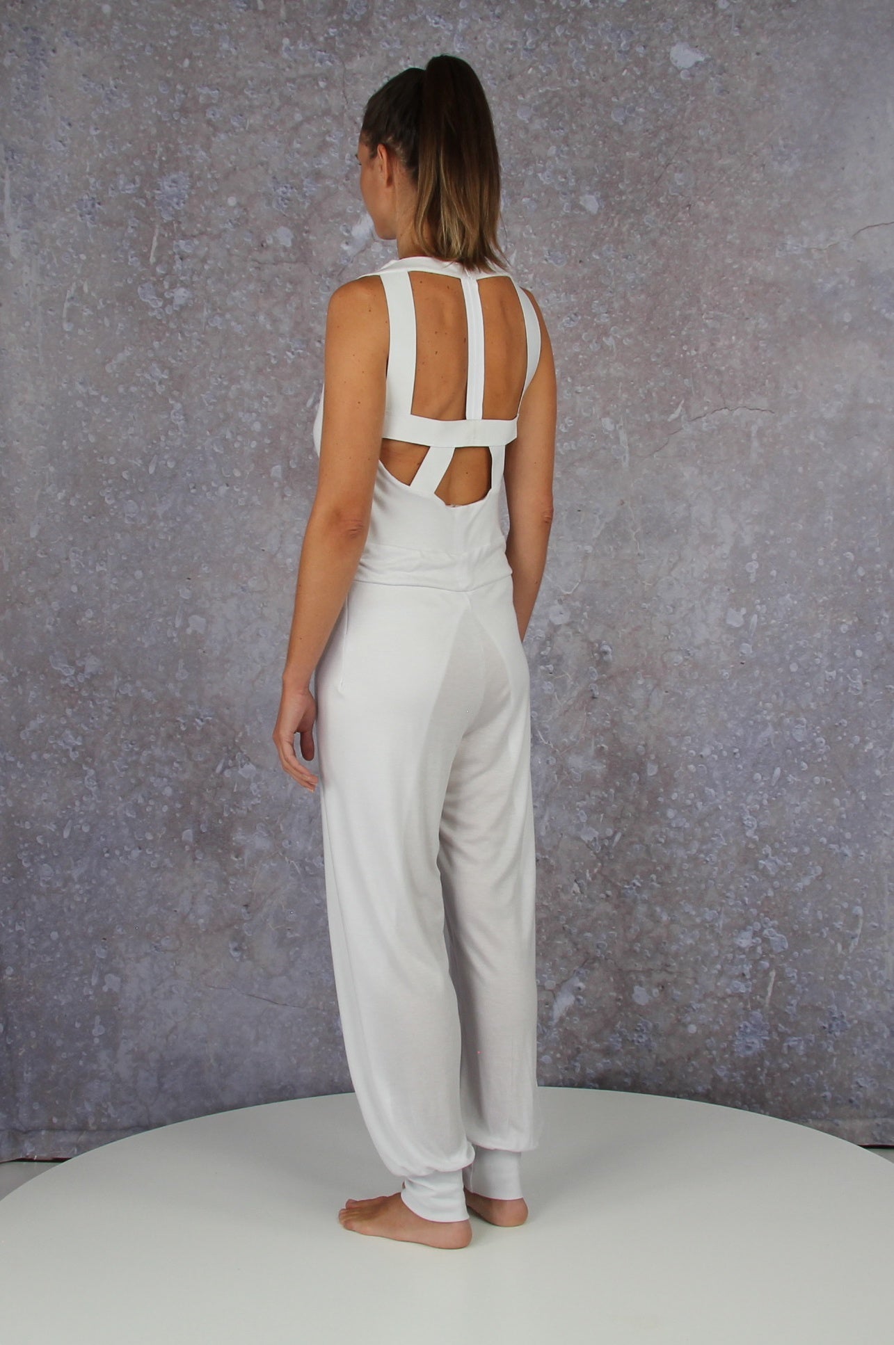 Breezy jumpsuit with waterfall collar