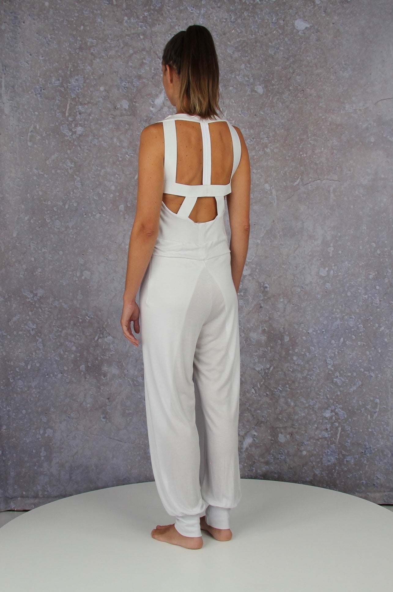 Breezy jumpsuit with waterfall collar
