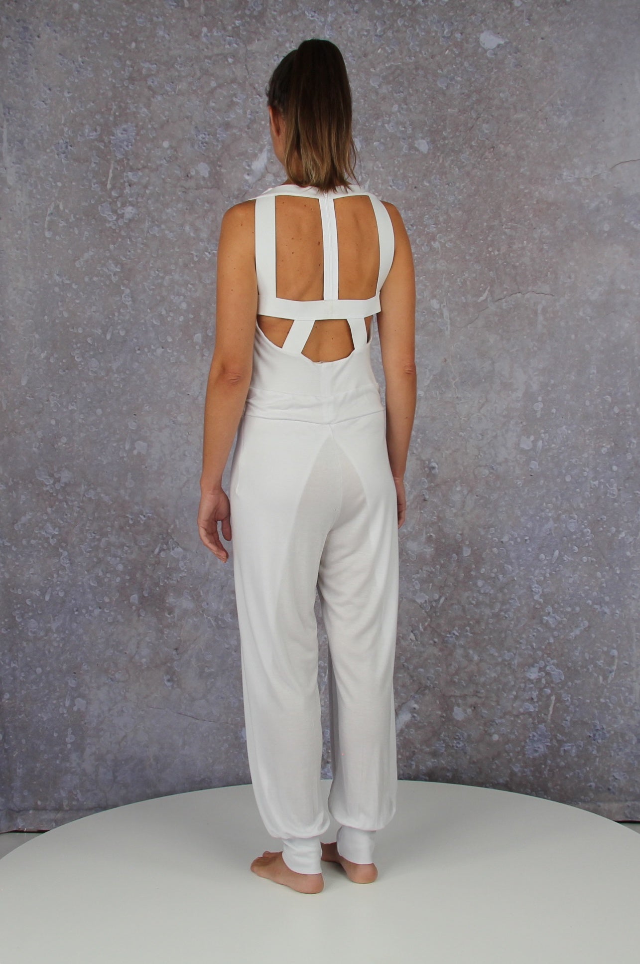 Breezy jumpsuit with waterfall collar