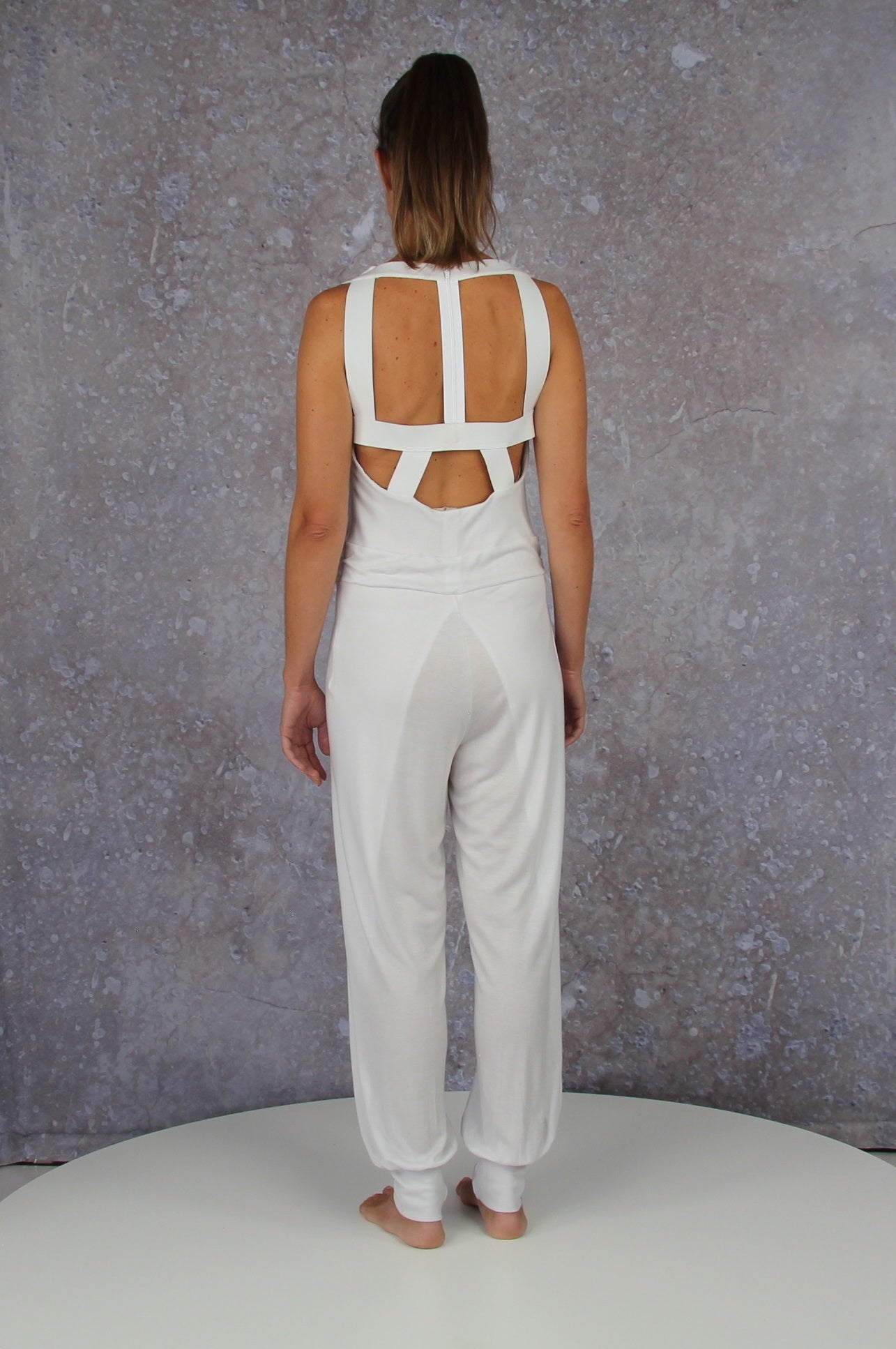 Breezy jumpsuit with waterfall collar