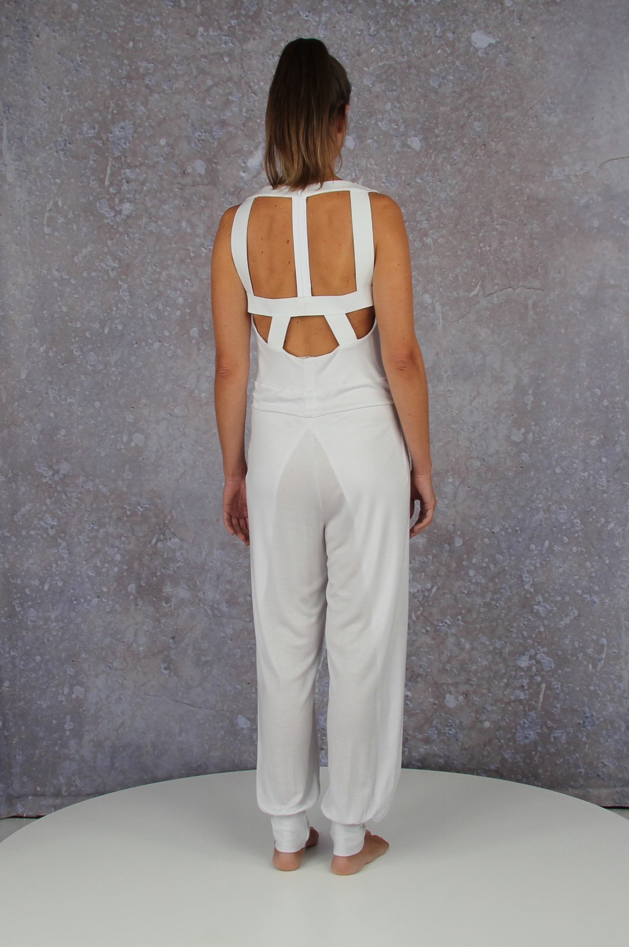 Breezy jumpsuit with waterfall collar