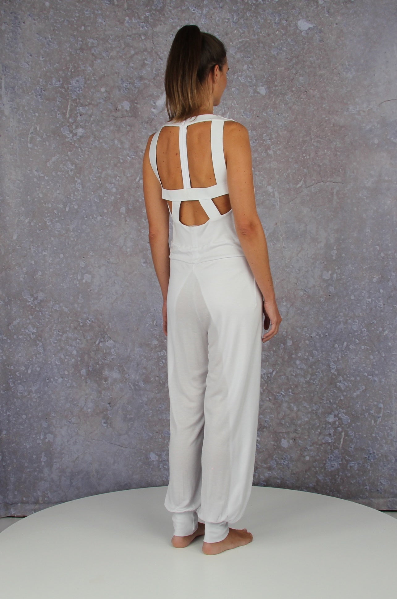 Breezy jumpsuit with waterfall collar