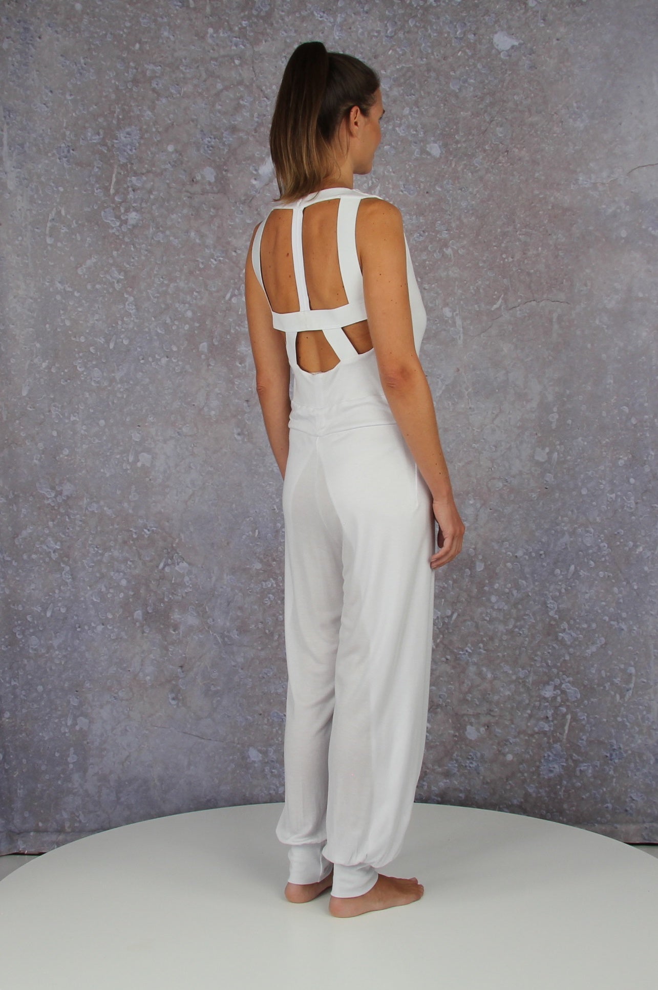 Breezy jumpsuit with waterfall collar